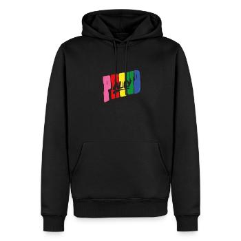 Proud ally in rainbow design - Men’s Premium Organic Hoodie - black - Front - Nico (187cm)