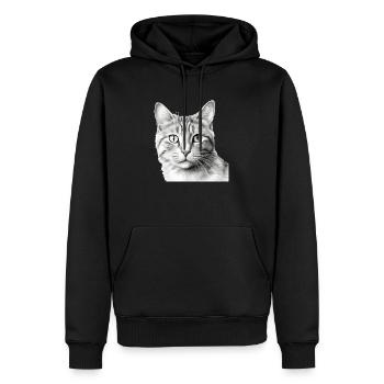 Bli le chat - Sweat à capuche Premium bio Homme - noir - Devant - Nico (187cm)