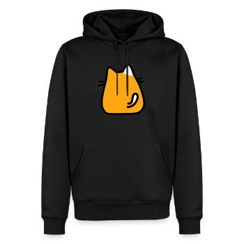 Niedliche orangefarbene Cartoon-Katze von hinten - Entzückend - Männer Premium Bio Hoodie - Schwarz - Vorne - Nico (187cm)