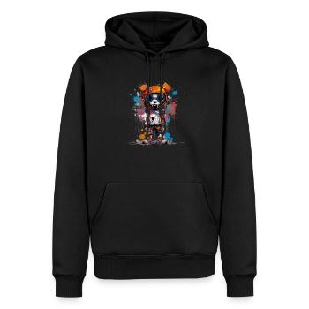 Paws & Reflect: Eine kunstvolle Hundekreation - Männer Premium Bio Hoodie - Schwarz - Vorne - Nico (187cm)