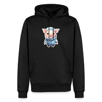 Hiver Mignon Cochon Habillé - Sweat à capuche Premium bio Homme - noir - Devant - Nico (187cm)