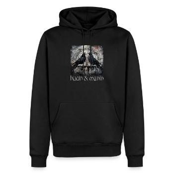 Vikings, Corbeaux d’Odin, Hugin et Munin, Celtes - Sweat à capuche Premium bio Homme - noir - Devant - Nico (187cm)