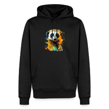 Süßes Erdmännchen Im Vintage Style. Tierliebhaber - Männer Premium Bio Hoodie - Schwarz - Vorne - Nico (187cm)