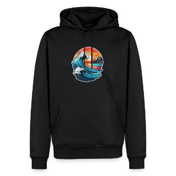 Welle - Sommer - Urlaub - Jahrgang - Männer Premium Bio Hoodie - Schwarz - Vorne - Nico (187cm)