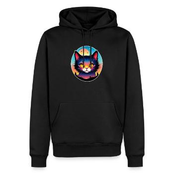Katze und Landschaft - Männer Premium Bio Hoodie - Schwarz - Vorne - Nico (187cm)