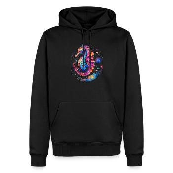 Conception d’hippocampe dans des couleurs vives animaux marins - Sweat à capuche Premium bio Homme - noir - Devant - Nico (187cm)