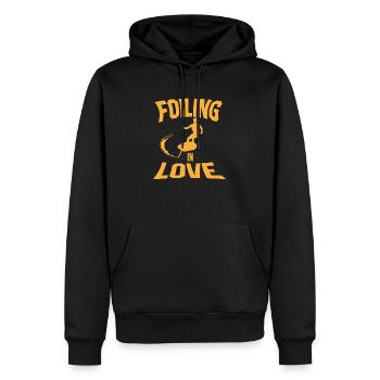 Love foil surf - Sweat à capuche Premium bio Homme - noir - Devant - Nico (187cm)