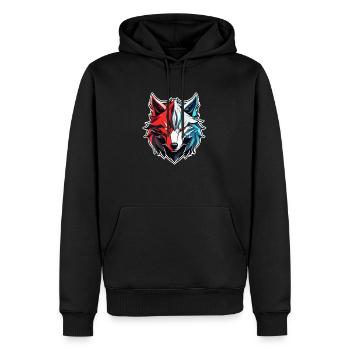 loup tatouage - Sweat à capuche Premium bio Homme - noir - Devant - Nico (187cm)