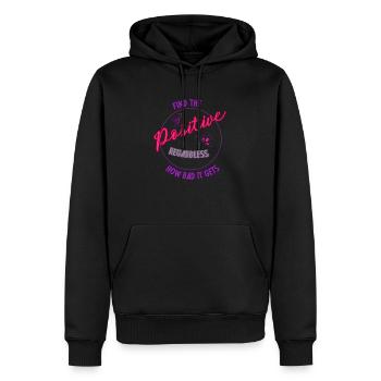 Find the positive regardless how bad it gets - Männer Premium Bio Hoodie - Schwarz - Vorne - Nico (187cm)