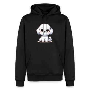 Illustration numérique de mignon Bichon frisé - Sweat à capuche Premium bio Homme - noir - Devant - Nico (187cm)