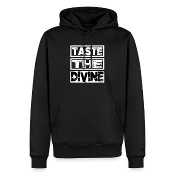 Combinaisons de saveurs fraîches Saveurs culinaires - Sweat à capuche Premium bio Homme - noir - Devant - Nico (187cm)
