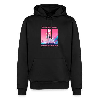 Drehen Sie die Lautstärke auf - Männer Premium Bio Hoodie - Schwarz - Vorne - Nico (187cm)