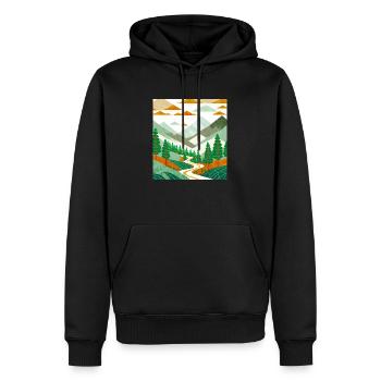 Zeichnung eines Bergwaldes - Männer Premium Bio Hoodie - Schwarz - Vorne - Nico (187cm)