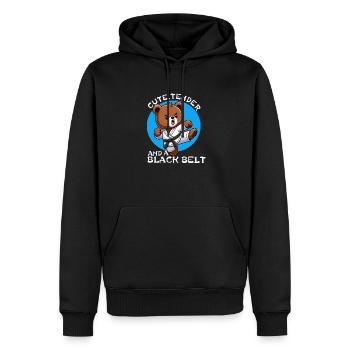 Mignonne, câline et ceinture noire. - Sweat à capuche Premium bio Homme - noir - Devant - Nico (187cm)