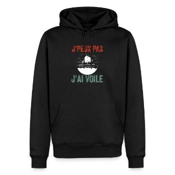 J'Peux Pas J'Ai Voile Voilier - Sweat à capuche Premium bio Homme - noir - Devant - Nico (187cm)