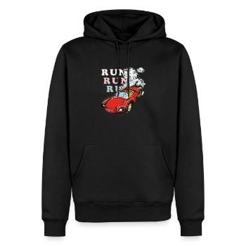 Das rote Auto mit Vollgas - Männer Premium Bio Hoodie - Schwarz - Vorne - Nico (187cm)