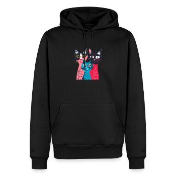 Drei kuriose Katzen - Männer Premium Bio Hoodie - Schwarz - Vorne - Nico (187cm)