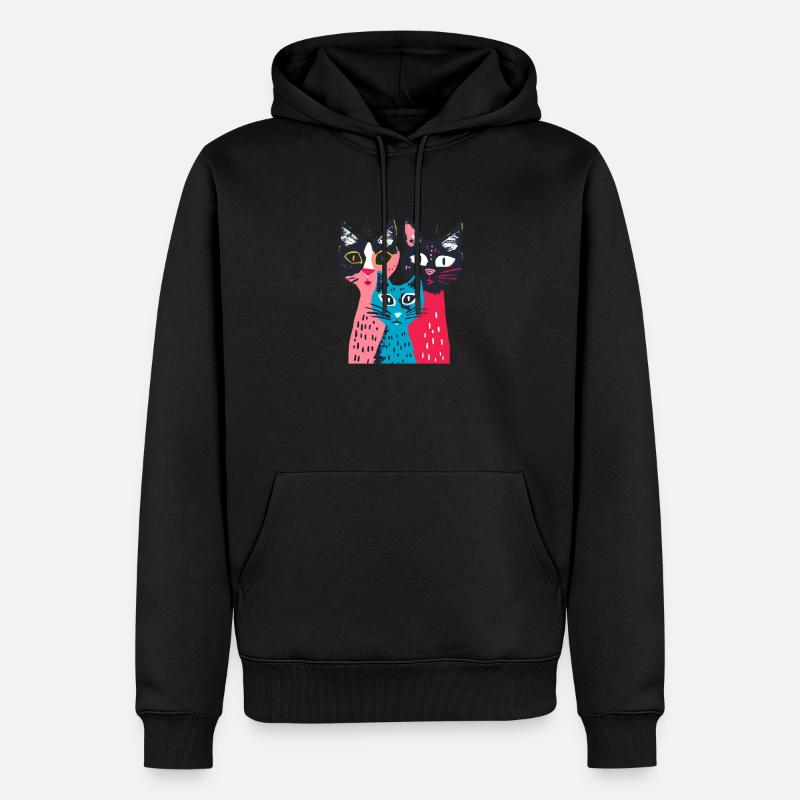 Trois chats curieux - Sweat à capuche Premium bio Homme - noir