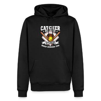Catcher Because Pitchers Need Heroes Too Softball - Männer Premium Bio Hoodie - Schwarz - Vorne - Nico (187cm)