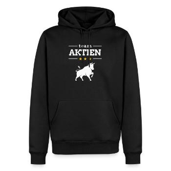 Team Aktien - Männer Premium Bio Hoodie - Schwarz - Vorne - Nico (187cm)