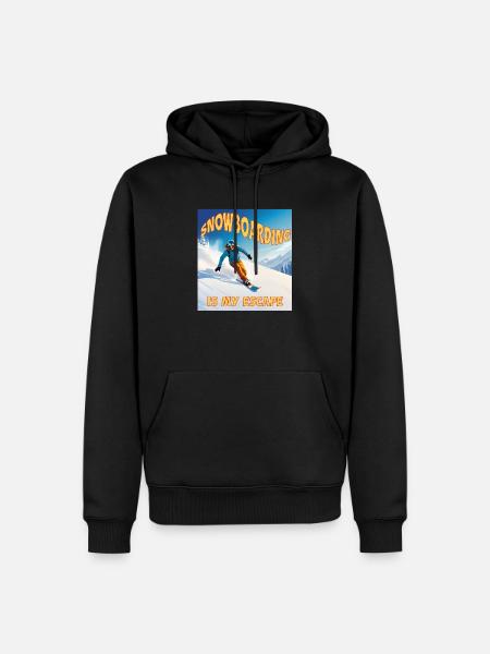 Snowboarden ist meine Flucht - Männer Premium Bio Hoodie - Schwarz
