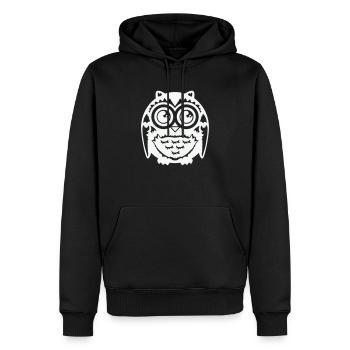 Eule - Männer Premium Bio Hoodie - Schwarz - Vorne - Nico (187cm)