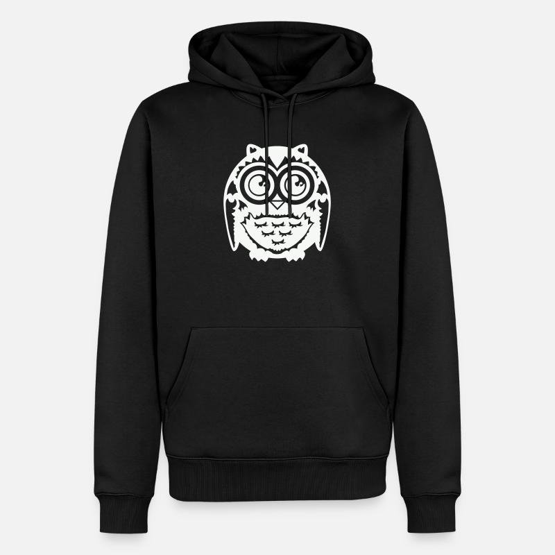 Eule - Männer Premium Bio Hoodie - Schwarz
