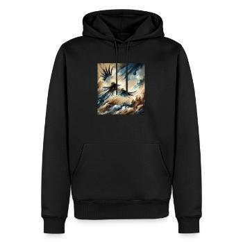 Abstract Eagle Flying - Men’s Premium Organic Hoodie - black - Front - Nico (187cm)