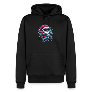 Der Weihnachtsmann auf einem Motorrad - Männer Premium Bio Hoodie - Schwarz - Vorne - Nico (187cm)