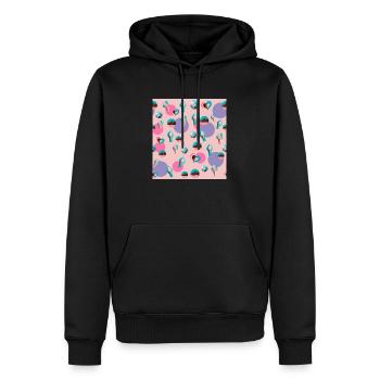Muster aus Eiscreme, Herzen und Planeten - Männer Premium Bio Hoodie - Schwarz - Vorne - Nico (187cm)