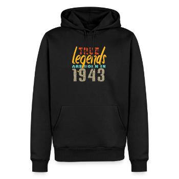 Les vrais légendes sont nés en 1943. Année 2025. - Sweat à capuche Premium bio Homme - noir - Devant - Nico (187cm)