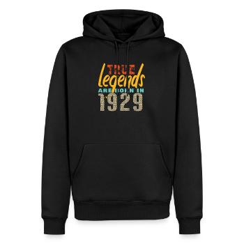 Les vrais légendes sont nés en 1929. Année 2025. - Sweat à capuche Premium bio Homme - noir - Devant - Nico (187cm)
