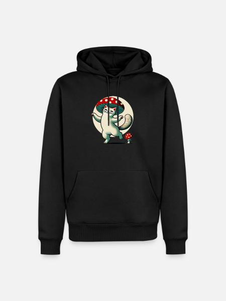 Mushroom Kitty Cat - Men’s Premium Organic Hoodie - black
