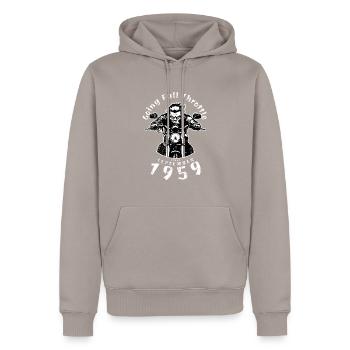 66. Geburtstag à plein régime depuis 09/1959 - Sweat à capuche Premium bio Homme - taupe - Devant - Nico (187cm)