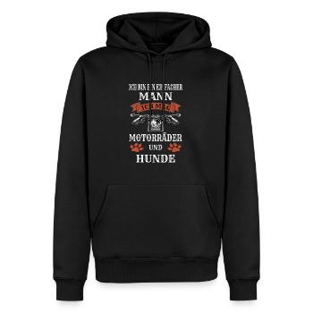 Ich bin ein einfacher Mann ich mag Motorrad Hund - Männer Premium Bio Hoodie - Schwarz - Vorne - Nico (187cm)