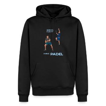 DÉSOLÉ, JE NE PEUX PAS, J’AI DU PADEL - Sweat à capuche Premium bio Homme - noir - Devant - Nico (187cm)