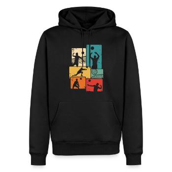 Volleyballer Vintage Volleyball Volley - Männer Premium Bio Hoodie - Schwarz - Vorne - Nico (187cm)