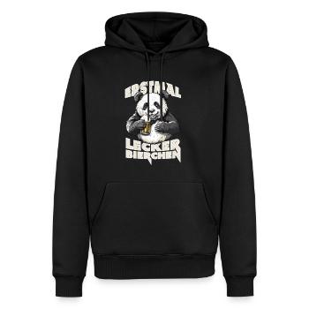 Lecker Bierchen X Panda mit Bier lustiges - Männer Premium Bio Hoodie - Schwarz - Vorne - Nico (187cm)