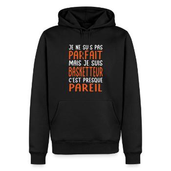 Je ne suis pas parfait mais je suis basketteur - Sweat à capuche Premium bio Homme - noir - Devant - Nico (187cm)