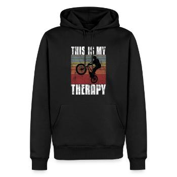 BMX est mon vélo de thérapie - Sweat à capuche Premium bio Homme - noir - Devant - Nico (187cm)
