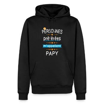 Mes personnes préférées m'appellent Papy - Cadeau - Sweat à capuche Premium bio Homme - noir - Devant - Nico (187cm)