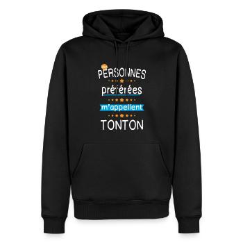 Mes personnes préférées m'appellent Tonton - Sweat à capuche Premium bio Homme - noir - Devant - Nico (187cm)