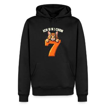 7. Geburtstag Mädchen Junge Katze Ich Bin Schon - Männer Premium Bio Hoodie - Schwarz - Vorne - Nico (187cm)