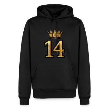 14 Zahl Krone - Männer Premium Bio Hoodie - Schwarz - Vorne - Nico (187cm)