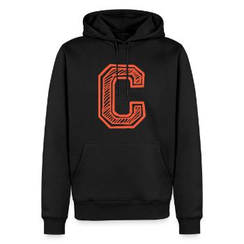 Letter C - Men’s Premium Organic Hoodie - black - Front - Nico (187cm)
