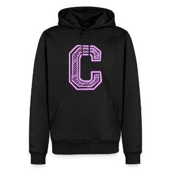 Letter C - Men’s Premium Organic Hoodie - black - Front - Nico (187cm)