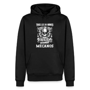 les meilleurs deviennent mécanos - Sweat à capuche Premium bio Homme - noir - Devant - Nico (187cm)