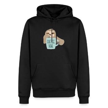 Faultier braucht Kaffee - Männer Premium Bio Hoodie - Schwarz - Vorne - Nico (187cm)
