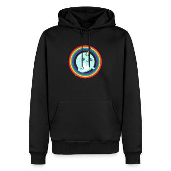 Regenbogen-Narwal - Männer Premium Bio Hoodie - Schwarz - Vorne - Nico (187cm)