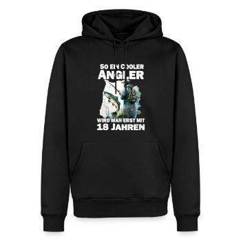 Angler 18 Geburtstag Angeln 18 Jahre Spruch - Männer Premium Bio Hoodie - Schwarz - Vorne - Nico (187cm)
